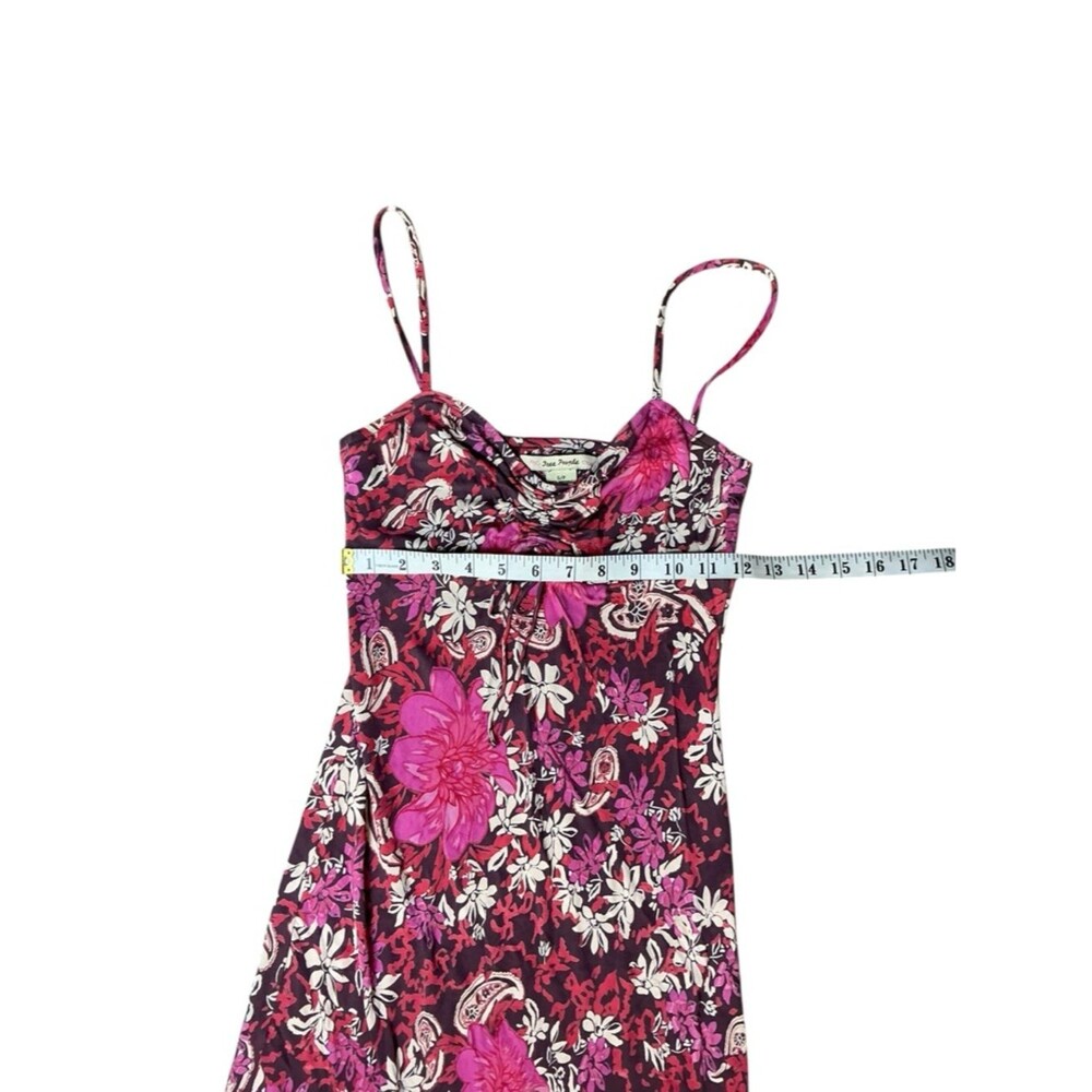 Free People floral midi dress ruched bust strappy slip boho S - Picture 5 of 6